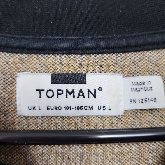 Topman Men's Size L Pullover Crewneck Sweater Black And Gold Houndstooth Print - Picture 2 of 7